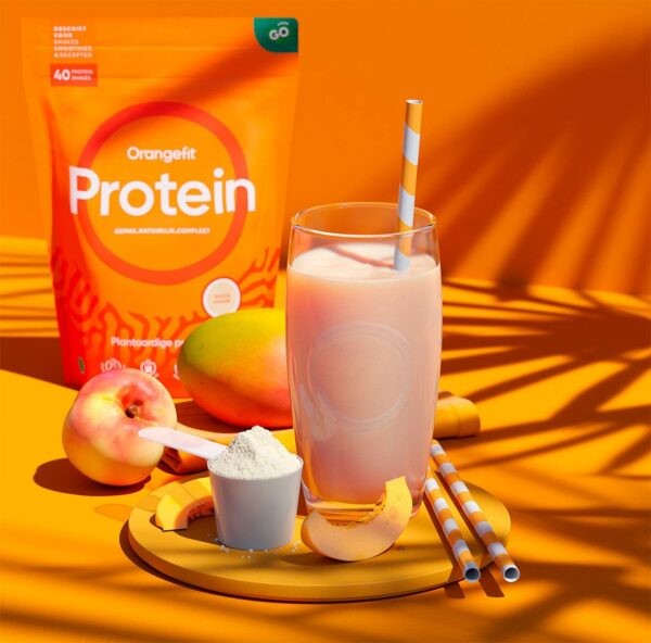Orangefit Eiweißshake Mango-Pfirsich, 750g – Bild 2