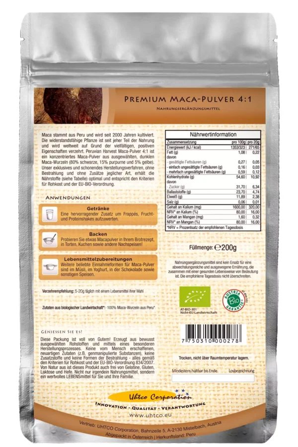 Maca Pulver 4:1 200g, bio – Bild 3