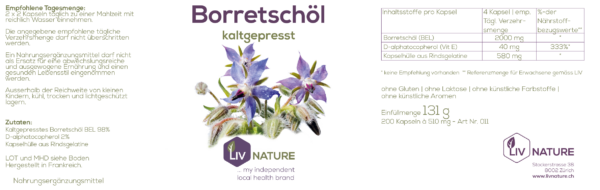 LivNature Borretschöl 510mg Kps 200Stk – Bild 2