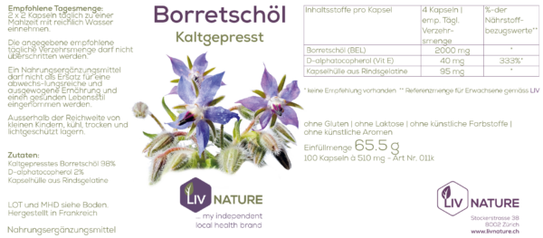 LivNature Borretschöl 510mg Kps 100Stk – Bild 2