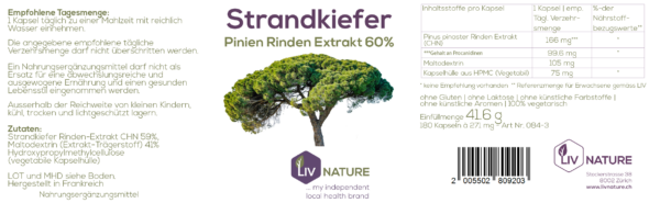 LivNature Strand-Kiefer Pinien Rinden- Extrakt 60% 180 Stk – Bild 2