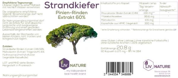 LivNature Strand-Kiefer Pinien Rinden- Extrakt 60% 60 Stk – Bild 2