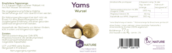 LivNature Yamswurzel Extrakt /16% Diosgenin 200 Stk. à 300mg – Bild 2