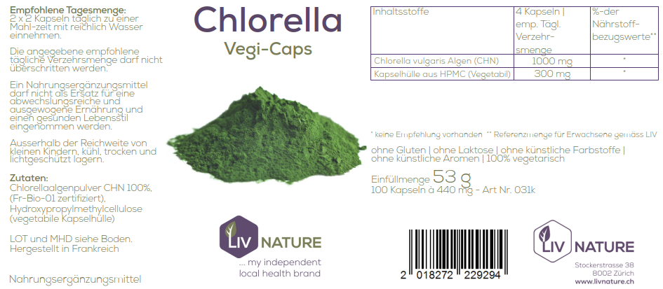 LivNature Chlorella 440mg Kps 100Stk – Bild 2