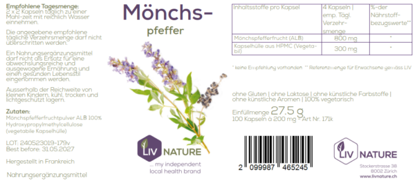 LivNature Mönchspfeffer 200mg Kps 200Stk – Bild 2