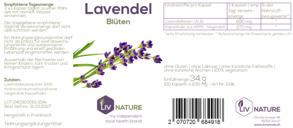 LivNature Lavendel 230mg 100 Stk – Bild 2