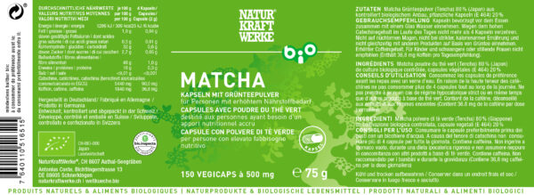 Naturkraftwerke Matcha Kps 150Stk Bio – Bild 2