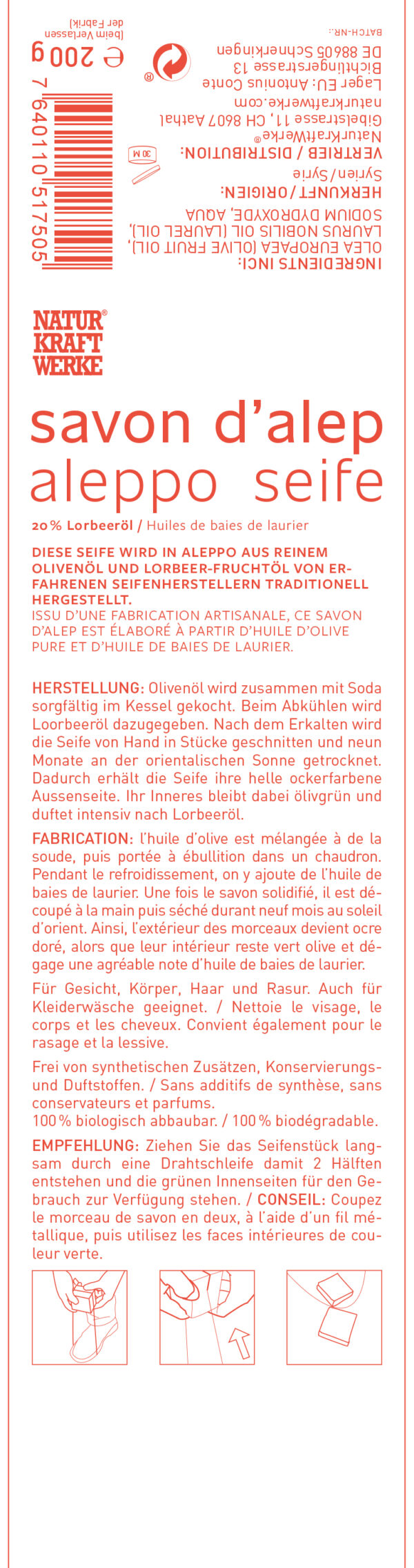 Naturkraftwerke Aleppo Seife 200g – Bild 2