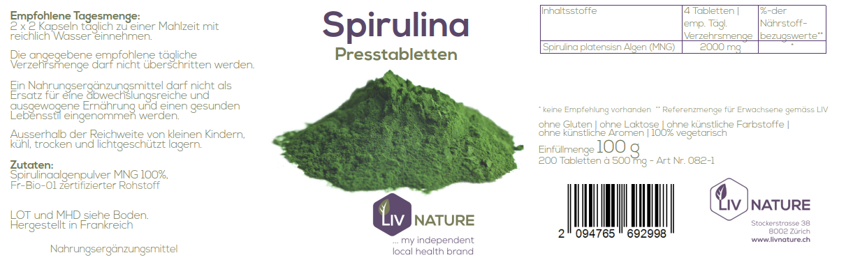 LivNature Spirulina 450mg Kps 200Stk – Bild 2