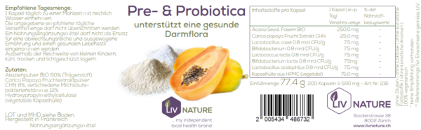 LivNature Pre-& Probiotica Kps 100Stk – Bild 2