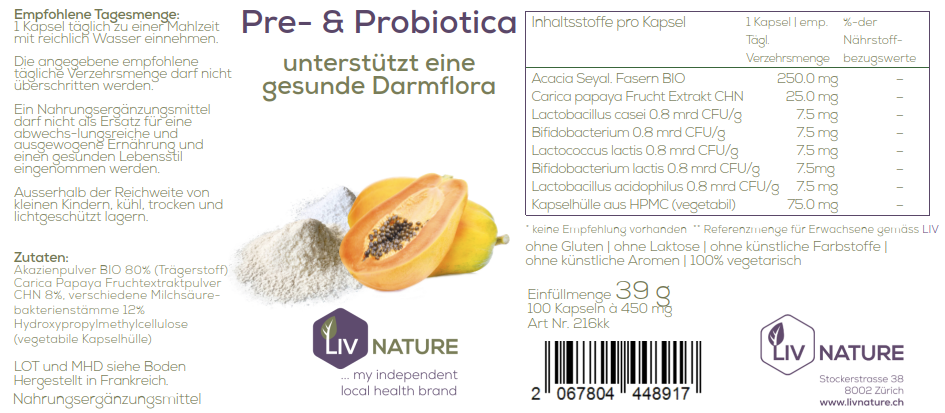 LivNature Pre-& Probiotica Kps 100Stk – Bild 2