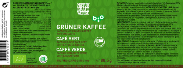 Naturkraftwerke grüner Kaffee Kps 150Stk Bio – Bild 2