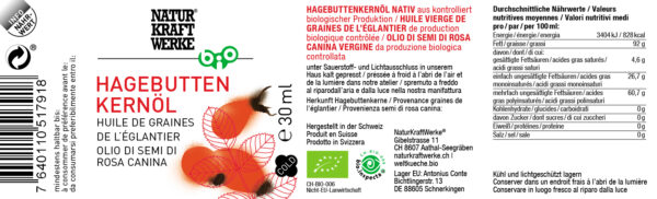 Naturkraftwerke Hagebuttenkernöl 30ml Bio – Bild 2