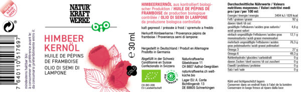 Naturkraftwerke Himbeerkernöl 30ml Bio – Bild 2
