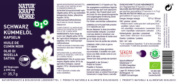 Naturkraftwerke Schwarzkümmelöl Vegi Kps 60Stk Bio – Bild 2