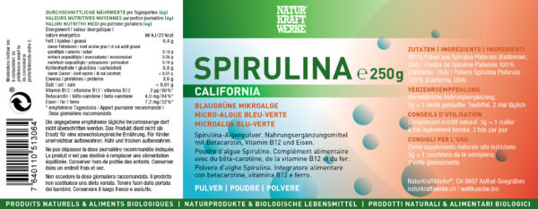 Naturkraftwerke Spirulina California Plv 250g – Bild 2
