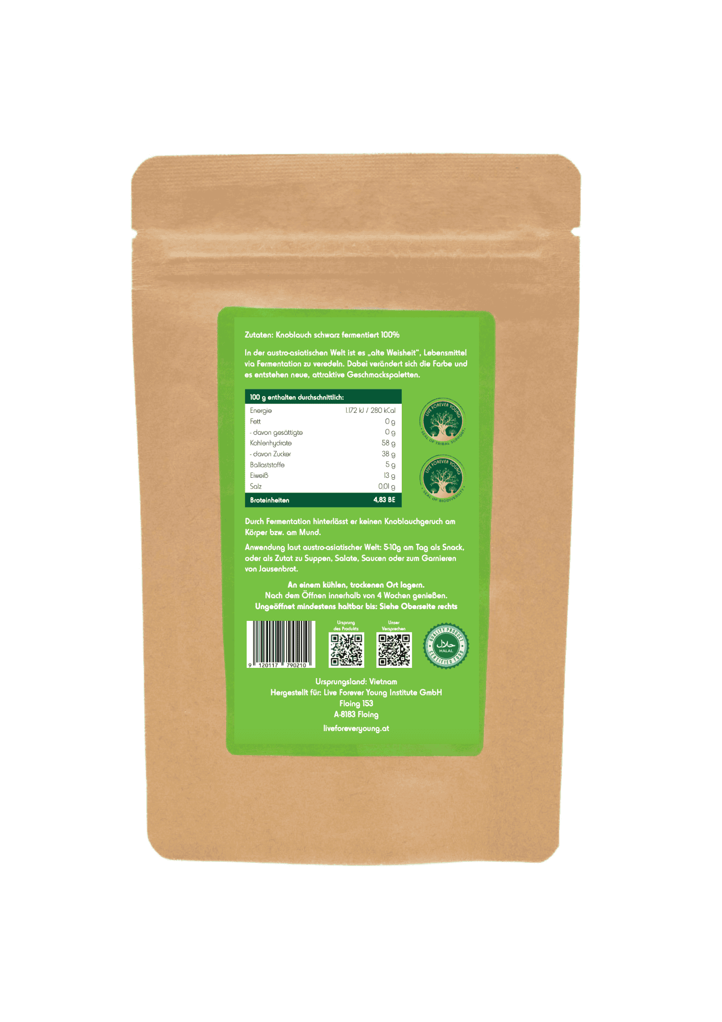 Live Forever Young Knoblauch schwarz fermentiert 100g – Bild 2