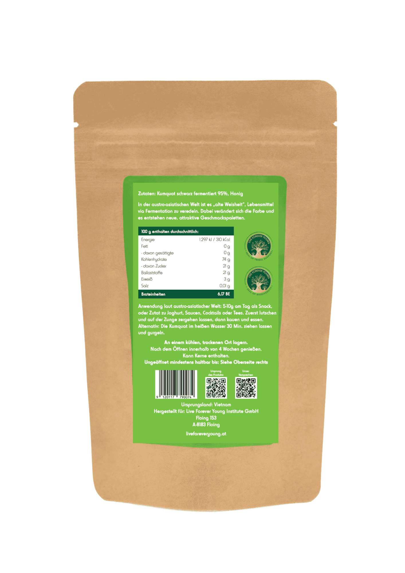 Live Forever Young Kumquat schwarz fermentiert 100g – Bild 2