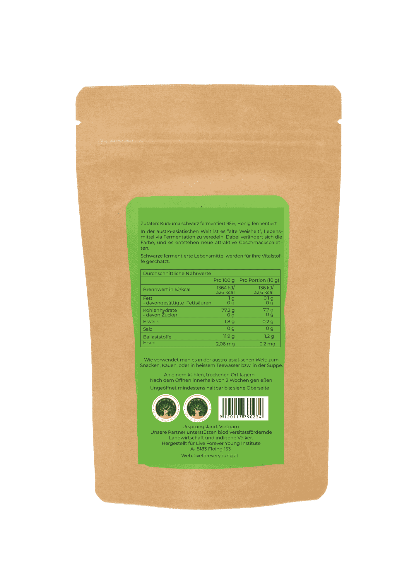 Live Forever Young Kurkuma schwarz fermentiert 100g – Bild 2