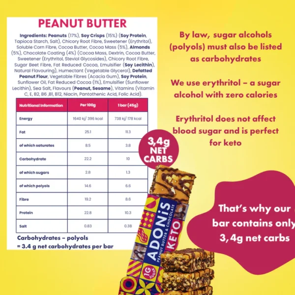 Adonis Keto High Protein Bar Peanutbutter 45g | livnature