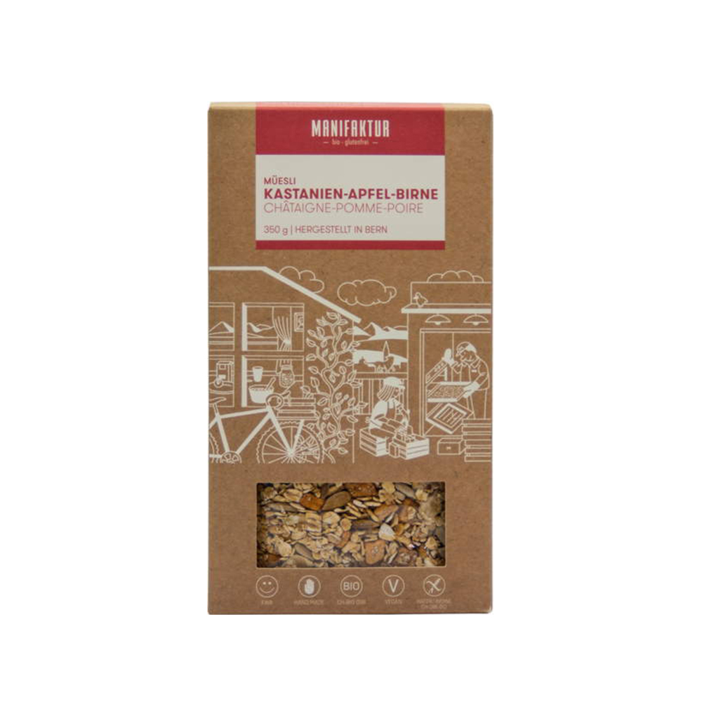 Manifaktur Kastanien-Apfel-Birne Müesli 350g Bio gf